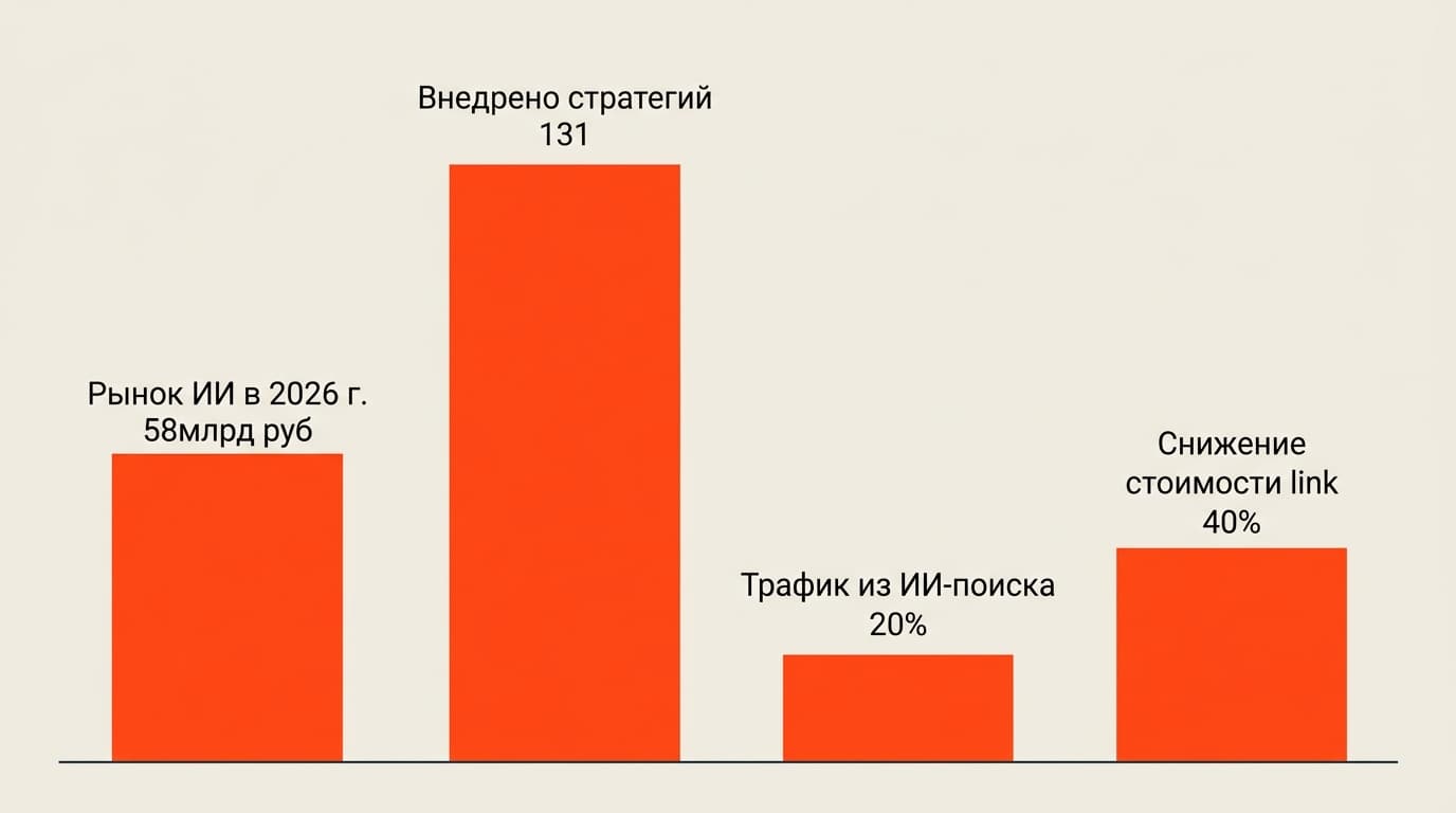 Схематичный график роста внедрения ИИ-агентов в бизнес-процессы российских компаний на фоне цифровой карты страны в футуристичном стиле